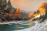 Thomas Kinkade Autumn Snow painting